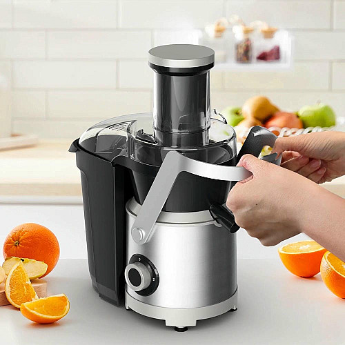 Соковыжималка Tefal Nutri XXL отцентрированная 1000Вт, чаша-0.8л, жмых-2.2л, желоб на целое яблоко, пластик/металл, черно-нержавеющая сталь.
