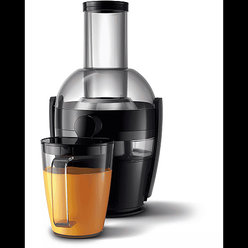 Соковыжималка Philips Viva Collection отцентрированная 800Вт, чаша-2л, жмых-1.2л, желоб на целое яблоко, пластик, черный