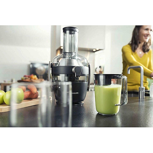 Соковитискач Philips Avance Collection відцентрований 1000Вт, чаша-1л, жмих-2.1л, жолоб на ціле яблуко, пластик, чорний