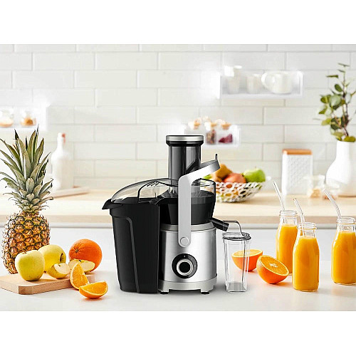 Соковыжималка Tefal Nutri XXL отцентрированная 1000Вт, чаша-0.8л, жмых-2.2л, желоб на целое яблоко, пластик/металл, черно-нержавеющая сталь.
