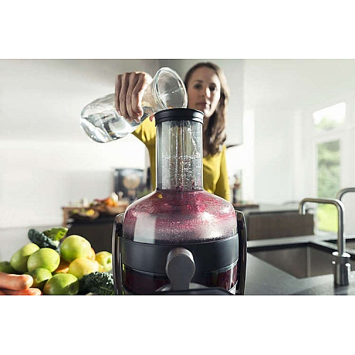 Соковитискач Philips Avance Collection відцентрований 1000Вт, чаша-1л, жмих-2.1л, жолоб на ціле яблуко, пластик, чорний