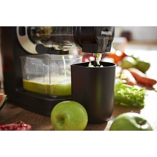 Соковыжималка Philips Viva Collection шнековая 150Вт, чаша-1л, жмых-0.75л, пластик, черный
