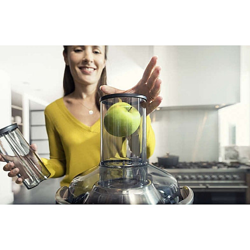 Соковитискач Philips Avance Collection відцентрований 1000Вт, чаша-1л, жмих-2.1л, жолоб на ціле яблуко, пластик, чорний