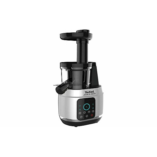 Соковыжималка Tefal Juice&Clean шнековая 150Вт, чаша-0.8л, жмых-0.8л, пластик, серебристо-черный