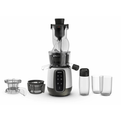 Соковитискач Tefal Ultra Juice шнековий 200Вт, чаша-6л, жмих-0.8л, пластик, сріблясто-чорний