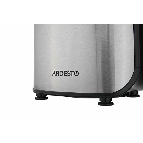 Соковитискач ARDESTO шнековий 200Вт, чаша-0.6л, жмих-0.6л, пластик/метал, сріблясто-чорний