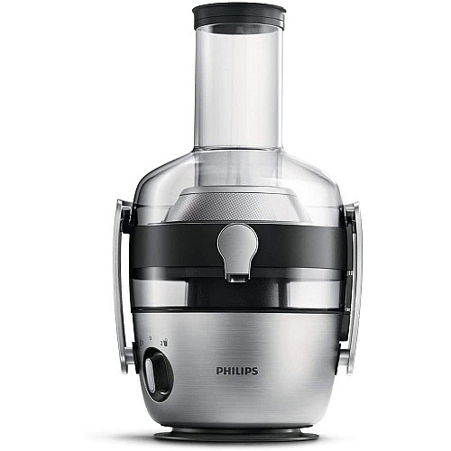 Соковитискач Philips Avance Collection відцентрований 1200Вт, чаша-1л, жмих-2.1л, жолоб на ціле яблуко, пластик/метал, сріблястий