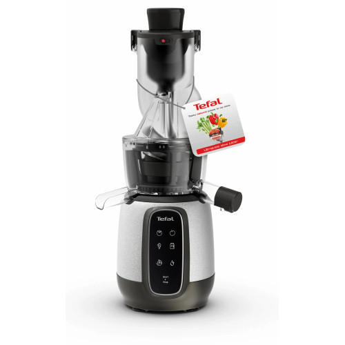 Соковитискач Tefal Ultra Juice шнековий 200Вт, чаша-6л, жмих-0.8л, пластик, сріблясто-чорний