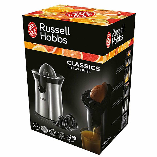 Соковыжималка Russell Hobbs Classics цитрус-пресс 60Вт, 2 насадки в комплекте, металл, черный