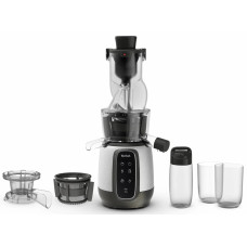 Соковитискач Tefal Ultra Juice шнековий 200Вт, чаша-6л, жмих-0.8л, пластик, сріблясто-чорний