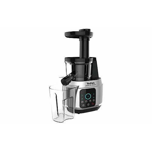 Соковыжималка Tefal Juice&Clean шнековая 150Вт, чаша-0.8л, жмых-0.8л, пластик, серебристо-черный