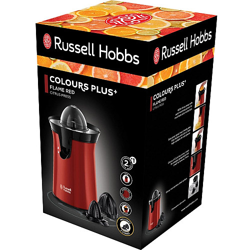 Соковыжималка Russell Hobbs Colours Plus цитрус-пресс 600Вт, 2 насадки в комплекте, пластик, красный