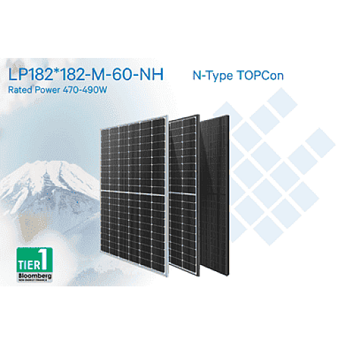 Фотоелектрична панель Leapton Solar LP182x182-M-60-NH-480W, Mono, TopCon, MBB, Halfcell, Silver frame
