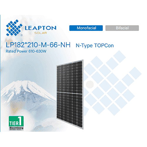 Фотоелектрична панель Leapton Solar LP182x210-M-66-NH-620W, Mono, TopCon, MBB, Halfcell, Silver frame