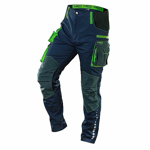 Брюки рабочие Neo Tools Premium, усиление тканью Cordura, отсек для наколенников, L(52), синий