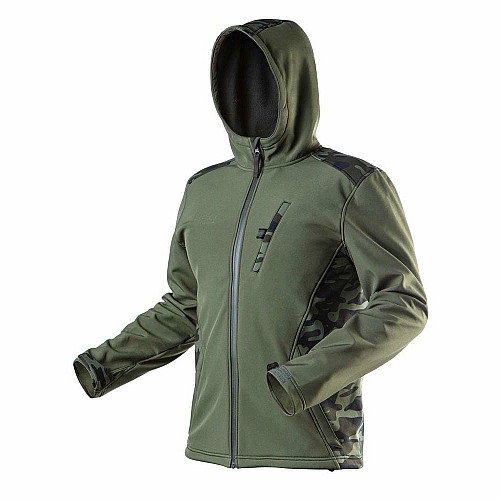 Куртка рабочая Neo Tools Camo, материал Softshell, подкладка флис, ветро и водонепроницаемая, капюшон, XXL(56), оливковый