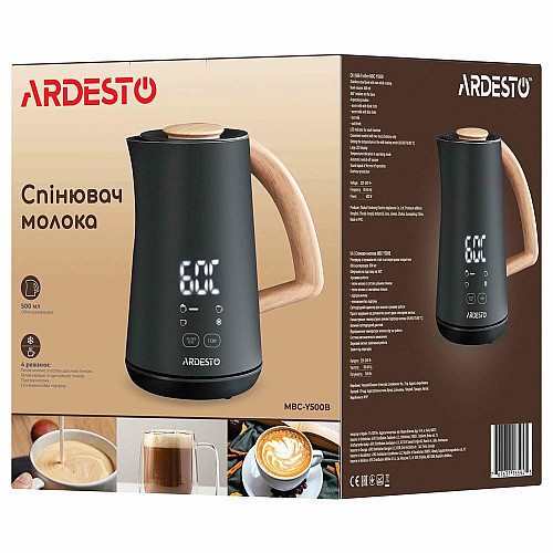 Вспенитель-подогреватель ARDESTO 500Вт, емкость резервуара-500мл, LED-дисплей, черный