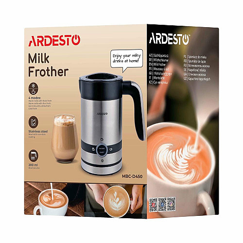 Спінювач-підігрівач ARDESTO 450Вт, ємність резервуару-200мл, сріблясто-чорний