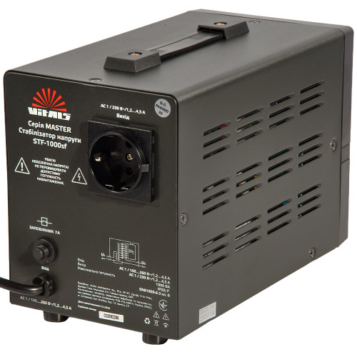 Стабілізатор напруги Vitals Master STF-1000sf тиристорний 600Вт 1000ВА 100-260В однофазний 4.02кг