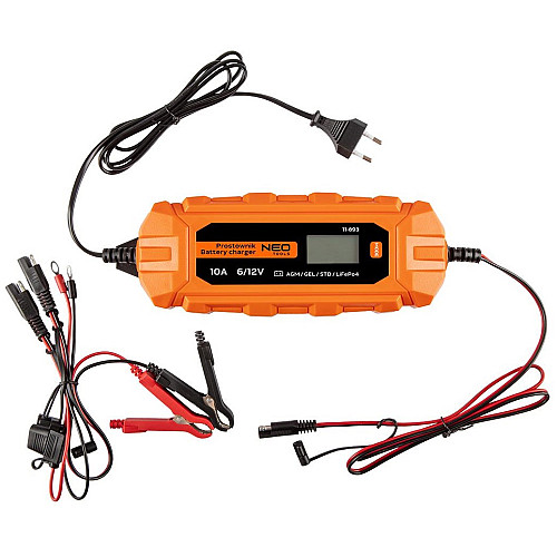 Зарядний пристрій Neo Tools, 10А/160Вт, 3-200А·год, для STD/AGM/GEL/LiFePO4