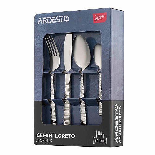 Набор столовых приборов ARDESTO Gemini Loreto, 24 прибора, нержавеющая сталь.