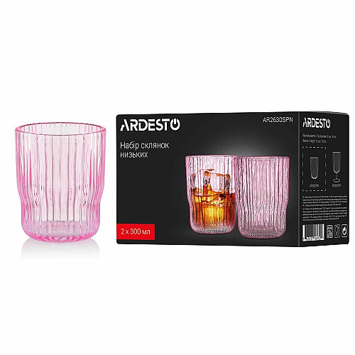 Набор стаканов низких ARDESTO 300мл, 2шт, стекло, розовый