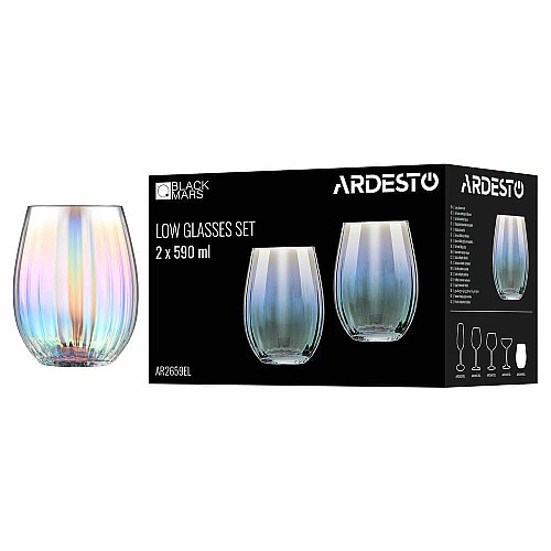 Набор стаканов низких ARDESTO Black Mars Zenith 590мл, 2шт, стекло, прозрачный