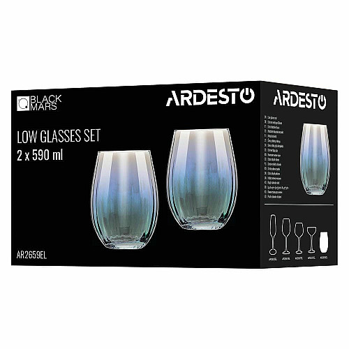Набор стаканов низких ARDESTO Black Mars Zenith 590мл, 2шт, стекло, прозрачный