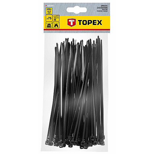 Хомут-стяжка TOPEX, пластик, 4.8х200мм, чорний, 75шт