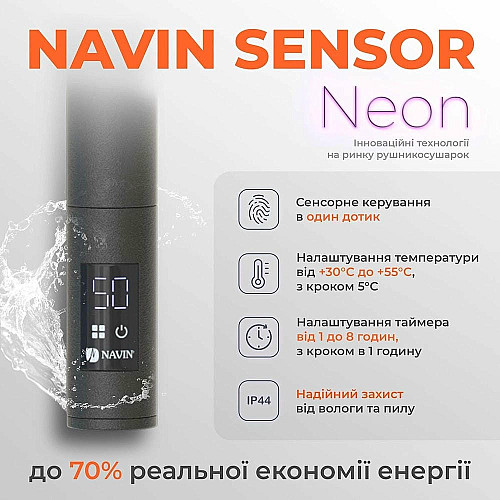 Полотенцесушитель Navin электрический Камелия, 800х480х105мм, таймер-регулятор, сталь, черный муар, левое подключение