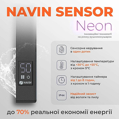 Полотенцесушитель Navin электрический Avalon, 800х480х104мм, таймер-регулятор, сталь, черный муар, правое подключение