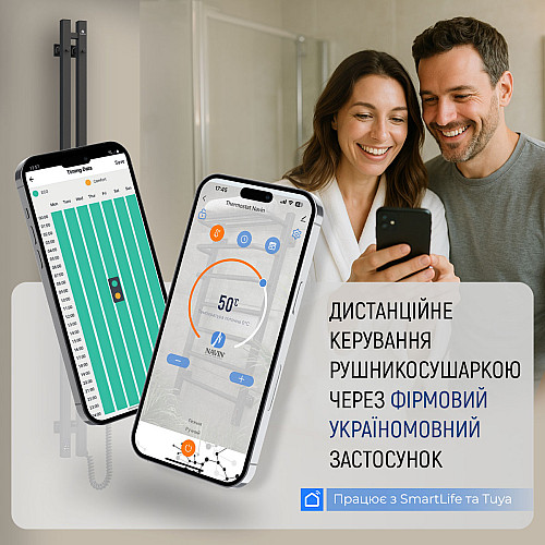 Рушникосушка Navin електрична Авангард, 1200х480х71мм, Wi-Fi, сталь, білий, праве підключення