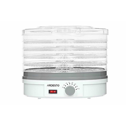 Сушарка для продуктів  ARDESTO FDB-5320, 245Вт, піддонів -5x3см, діаметр-32см, макс-70°С, рег.темп, пластик , білий