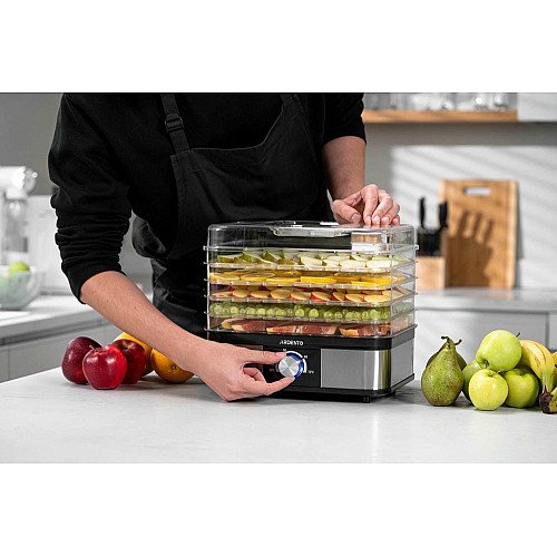 Сушарка для продуктів ARDESTO 245Вт, піддонів - 5x3см, макс - 70°С, пластик, чорний+нерж