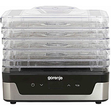 Сушарка для продуктів Gorenje 230Вт, піддонів - 5x2.8см, діаметр - 29см, макс - 75°С, електр.упр,білий