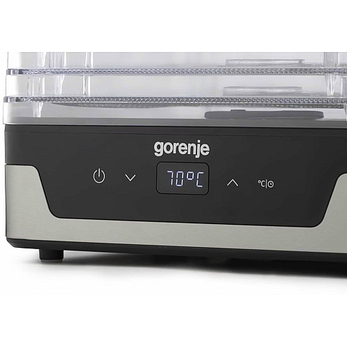 Сушарка для продуктів Gorenje 230Вт, піддонів - 5x2.8см, діаметр - 29см, макс - 75°С, електр.упр,білий