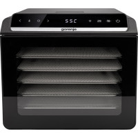 Сушарка для продуктів Gorenje 580Вт, піддонів - 6x1.5см, діаметр - 25см, макс - 75°С, дисплей, пластик+метал, чорний