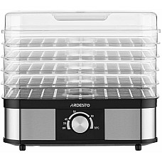 Сушарка для продуктів ARDESTO 245Вт, піддонів - 5x3см, макс - 70°С, пластик, чорний+нерж