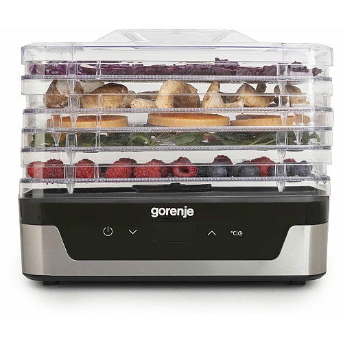 Сушарка для продуктів Gorenje 230Вт, піддонів - 5x2.8см, діаметр - 29см, макс - 75°С, електр.упр,білий