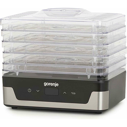 Сушарка для продуктів Gorenje 230Вт, піддонів - 5x2.8см, діаметр - 29см, макс - 75°С, електр.упр,білий