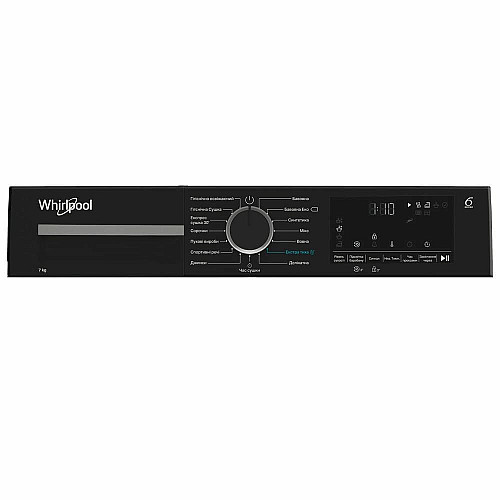 Сушильная машина Whirlpool тепловой насос, 7кг, A+++, 54,3см, дисплей, инвертор, черный люк, белый