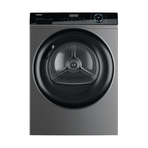 Сушильна машина Haier тепловий насос, 9кг, A+++, 59,5см, дисплей, пара, cріблястий