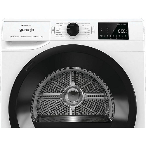Сушильна машина Gorenje тепловий насос, 9кг, A++, 60см, дисплей, 16 програм, Wi-Fi, білий