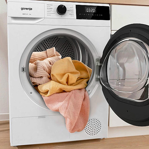 Сушильна машина Gorenje тепловий насос, 7кг, A+, 51см, дисплей, 15 програм, білий