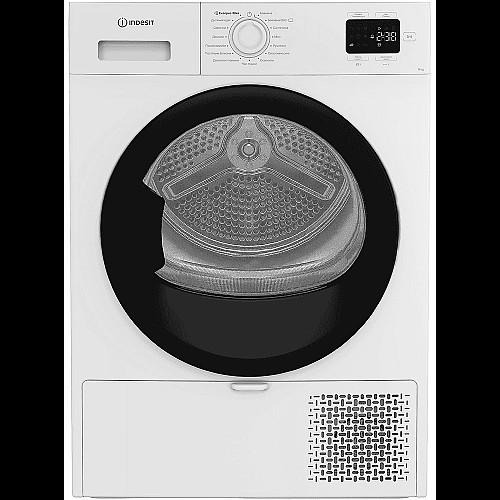 Сушильна машина Indesit тепловий насос, 8кг, A+, 54,5см, дисплей, білий