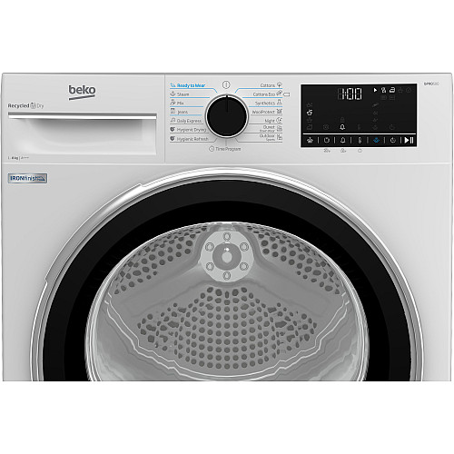 Сушильна машина Beko тепловий насос, 8кг, A+++, 60см, дисплей, підсвітка барабану, білий