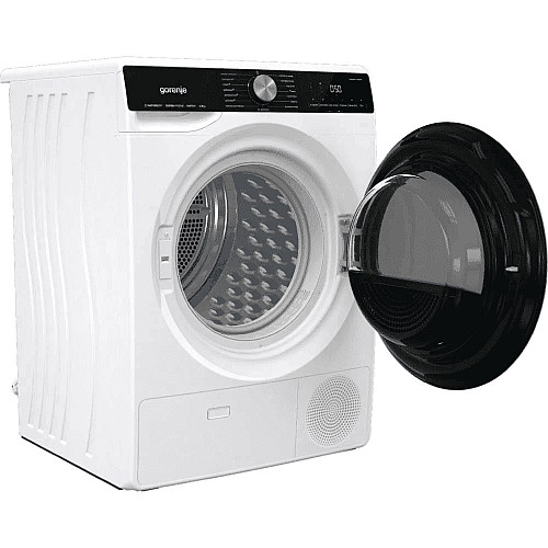 Сушильна машина Gorenje тепловий насос, 9кг, A++, 60см, дисплей, 15 програм, підсвітка барабану, білий
