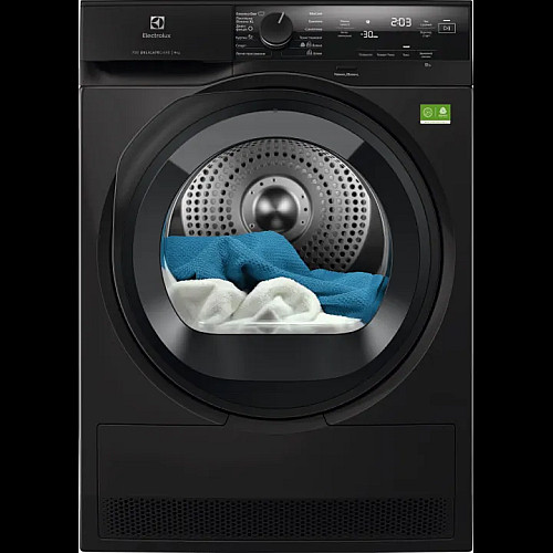 Сушильна машина Electrolux тепловий насос, 9кг, A+++, 64см, дисплей, інвертор, сріблястий темний