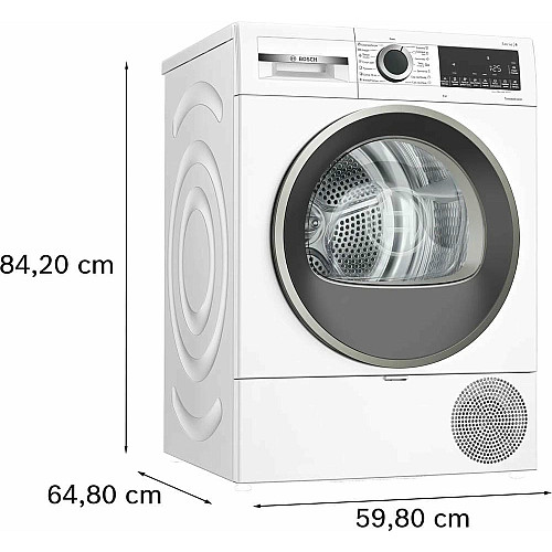 Сушильна машина Bosch тепловий насос, 9кг, A++, 61см, дисплей, білий