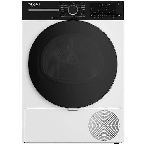 Сушильна машина Whirlpool тепловий насос, 8кг, A+++, 60см, дисплей, люк чорний, білий